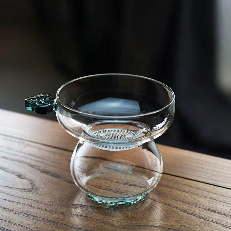 玻璃茶漏茶滤观山托架茶叶网激光打孔茶隔滤网过滤器茶道配件