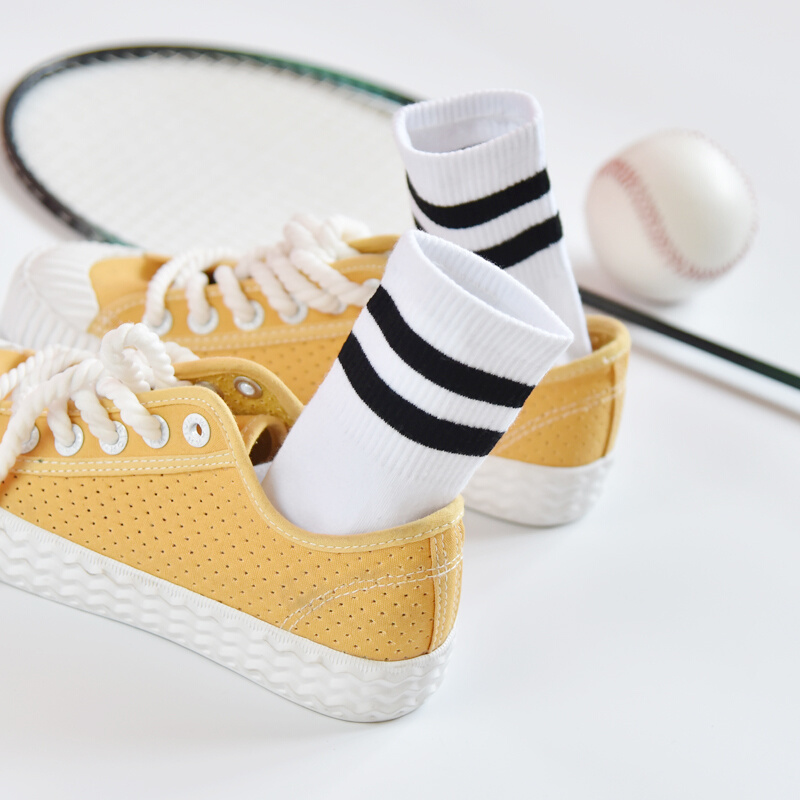 袜子女黑色中筒袜纯棉韩版学院风日系女袜二杠学生可爱Z百搭秋冬