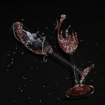 红色敬酒杯婚礼高脚香槟杯结婚礼