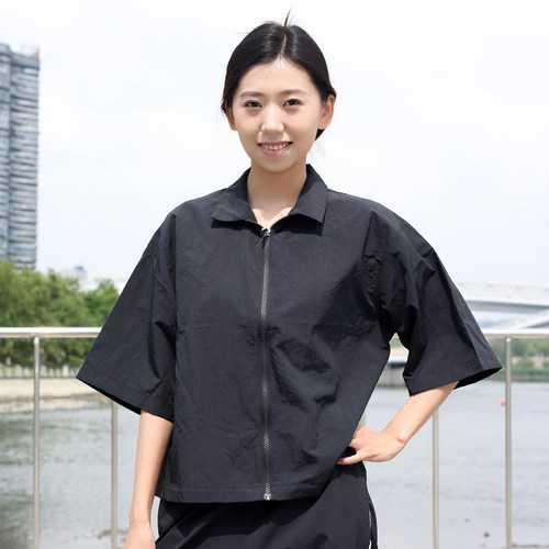 北面女士翻领外套拉链短袖