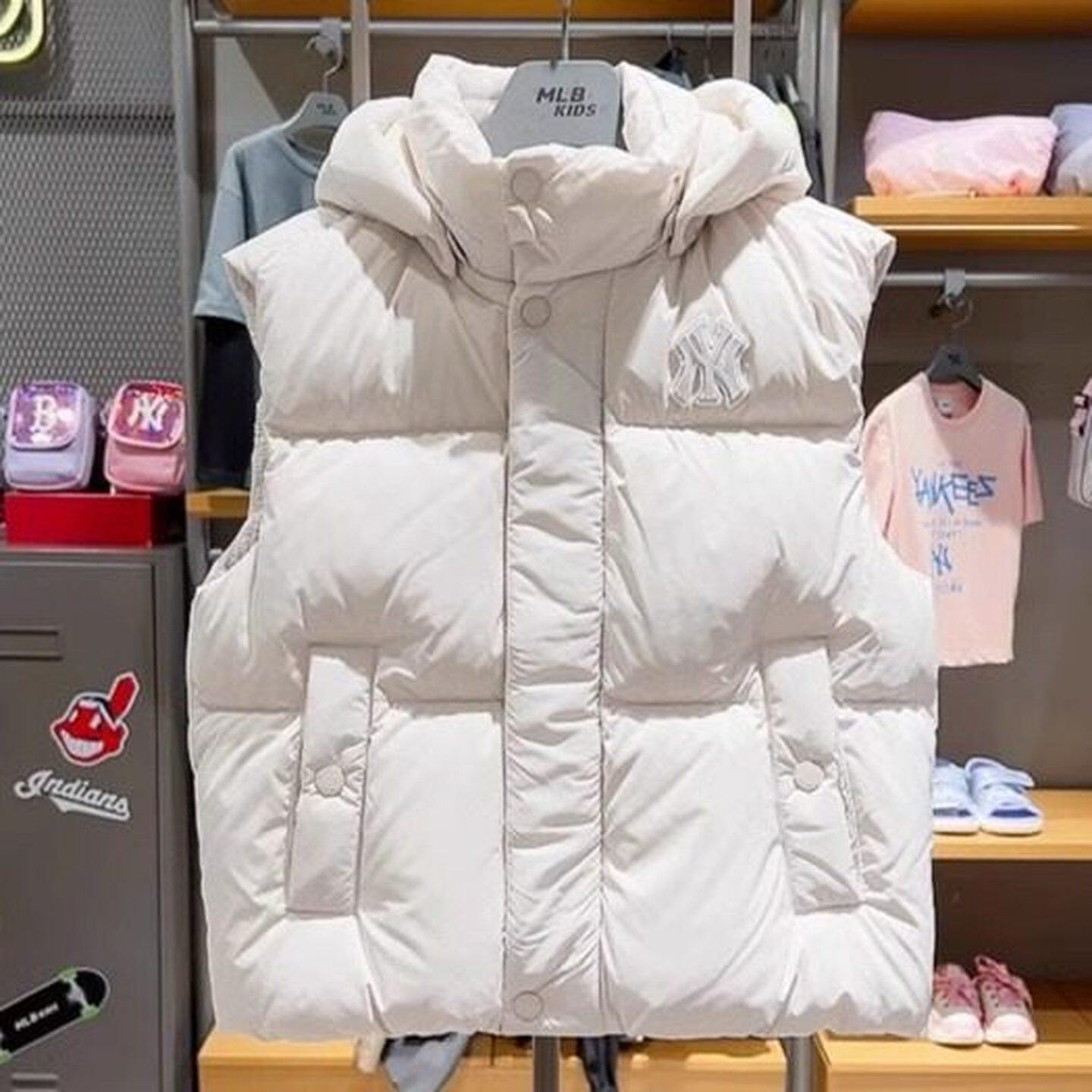 MLB儿童羽绒服秋冬款NY小标男女童连帽防风羽绒马甲背心7ADVB0146