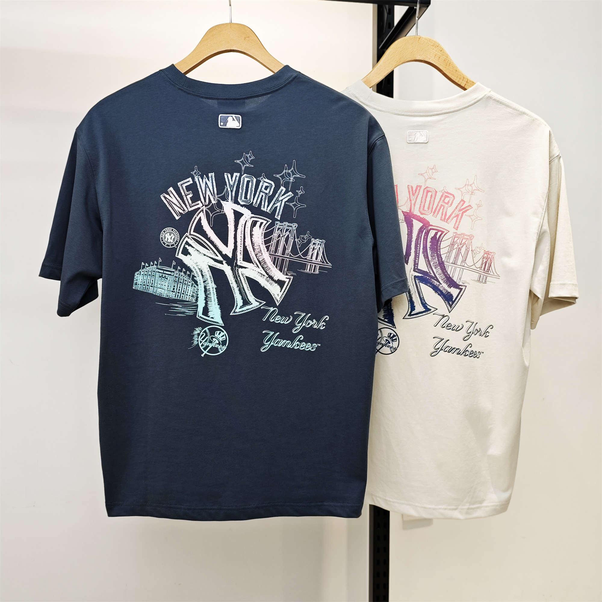 MLB男女短袖彩色手绘印花T恤