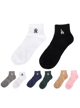 MLB袜子男女同款运动袜撞色logo潮袜休闲中短筒袜子两双3ASOS044N