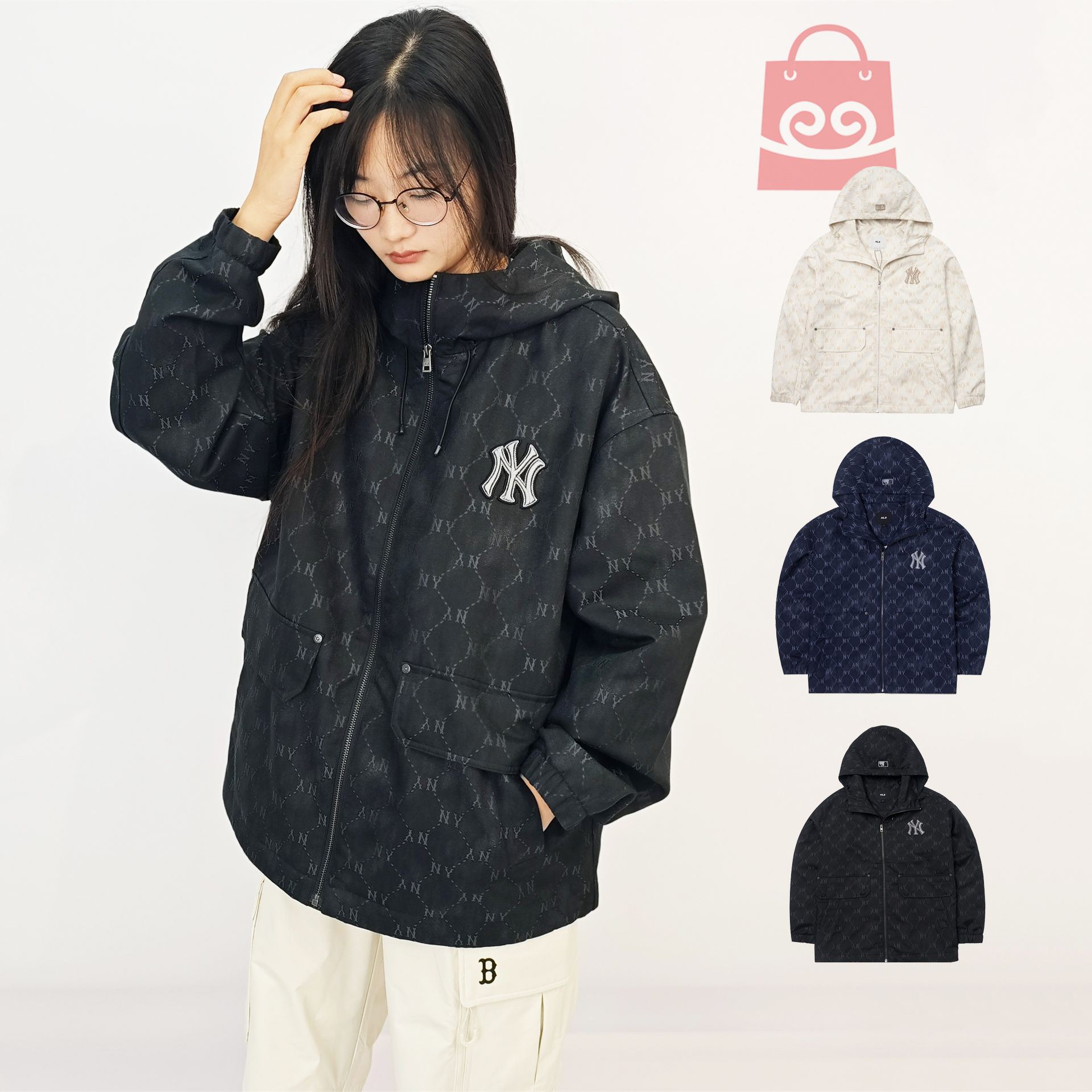 MLB情侣外套秋冬NY钻石老花夹克