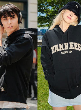 MLB男女同款卫衣春季字母学院风情侣休闲连帽运动套头衫3AHDV0134