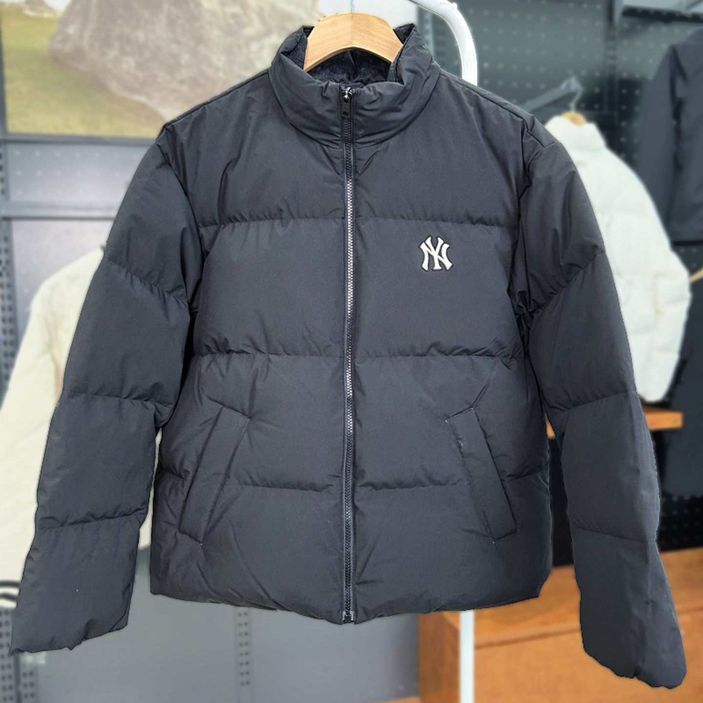 MLB男女羽绒服秋冬款NY刺绣logo短款防风加厚羽绒外套3ADJB1046