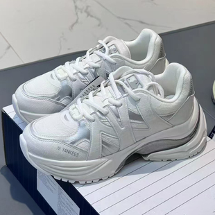 MLB男女老爹鞋 3ARNPDL4N NY立体logo情侣网面厚底增高运动休闲鞋