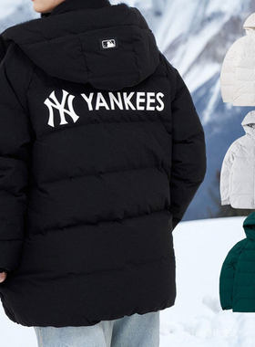 MLB男女同款羽绒服冬季NY小标运动户外保暖连帽夹克外套3ADJB2036