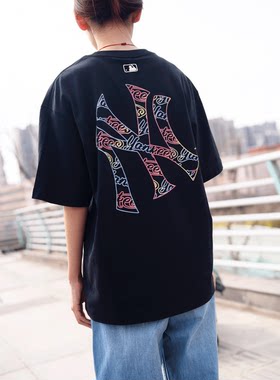 MLB男女同款运动T恤NY大标短袖