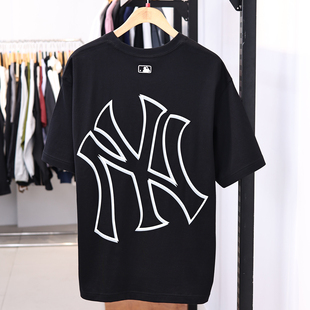 NY镂空大标情侣半袖 新款 运动纯棉T恤3ATSB6053 男女25夏季 MLB短袖