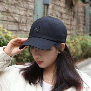MLB帽子男女通用NY小标情侣运动遮阳鸭舌帽黑色棒球帽3ACPB074N