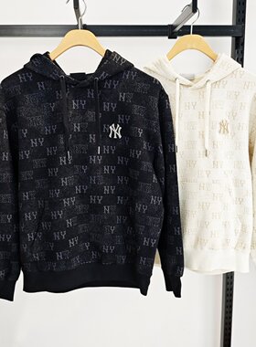 MLB情侣卫衣25秋季新款男女NY老花满标连帽运动套头衫3AHDM0154