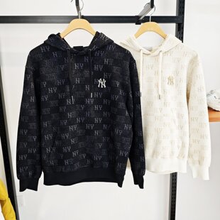 MLB情侣卫衣25秋季新款男女NY老花满标连帽运动套头衫3AHDM0154