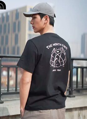 TheNorthFace北面情侣短袖户外运动休闲圆领男女纯棉小熊T恤8EYN