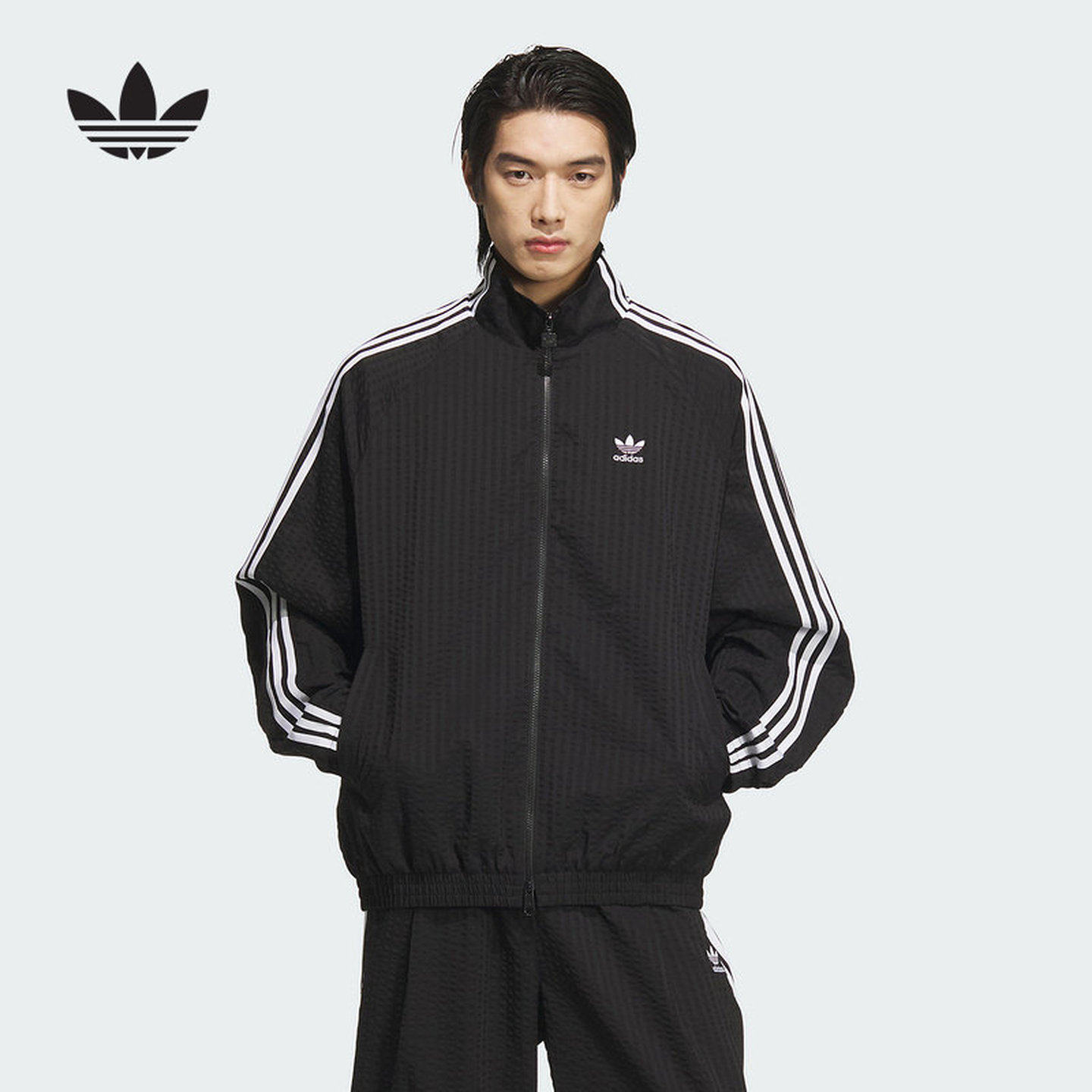 25新款阿迪达斯三叶草男子泡泡纱三条杠夹克外套KC2605/KC2606,运动服/休闲服装,运动茄克/外套,淘宝优惠券,粉丝福利购,淘宝优惠卷