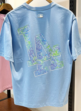 MLB情侣短袖2025新款男女半袖NY涂鸦大logo休闲运动T恤3ATSB0953