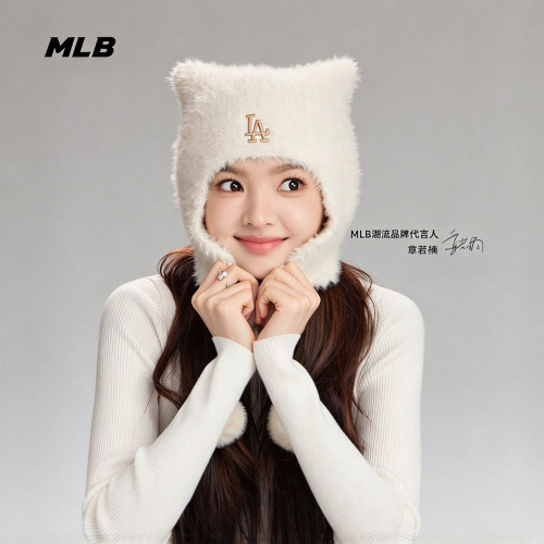 MLB章若楠同款针织帽猫耳绒线帽