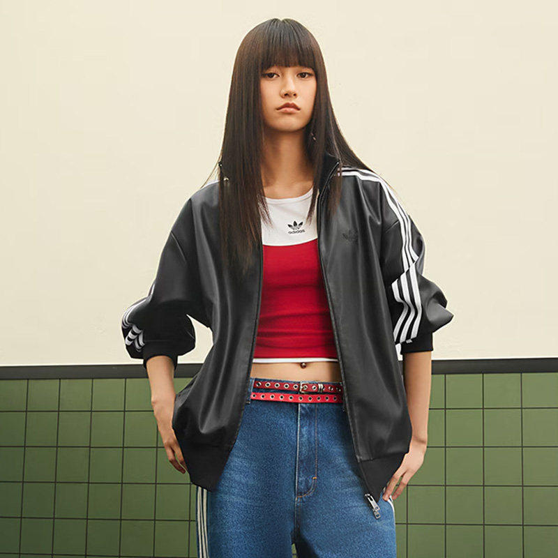 adidas阿迪达斯三叶草26新款休闲复古运动宽松仿皮夹克外套KQ5472,运动服/休闲服装,运动茄克/外套,淘宝优惠券,粉丝福利购,淘宝优惠卷