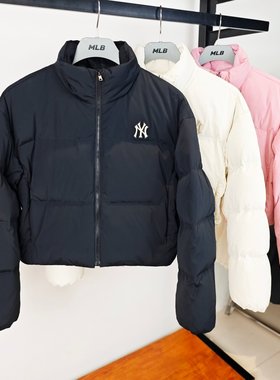 MLB女羽绒服25秋季新款NY小标短款立领休闲运动羽绒外套3FDJB0456