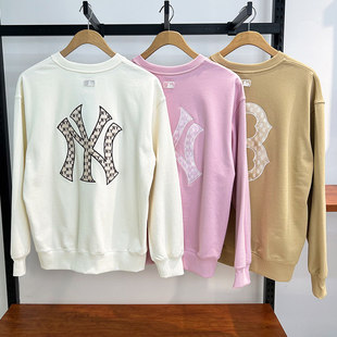 MLB卫衣25新款男女NY老花大标情侣圆领套头衫运动上衣3AMTM0451