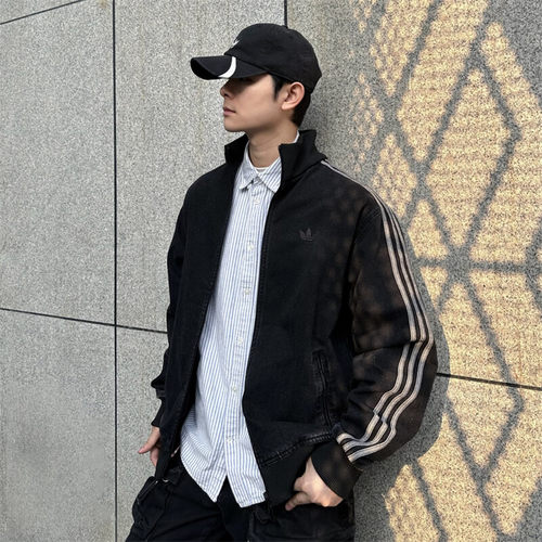 阿迪达斯男子运动休闲牛仔夹克