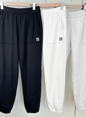 MLB长裤2025新款情侣NY小标纯色束脚卫裤休闲男女运动裤3APTB0351