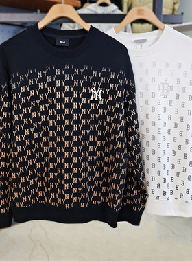 MLB男女卫衣秋冬情侣款学院风NY老花运动圆领套头上衣3AMTM0744