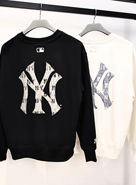MLB男女卫衣2026新款NY老花大标印花圆领情侣运动套头衫3AMTM0961