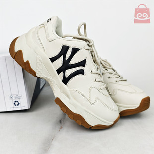 MLB男女鞋子NY复古休闲鞋情侣厚底增高时尚老爹鞋运动鞋3ASHBWS4N