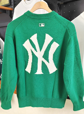 MLB男女同款毛衣NY大标休闲情侣针织套头衫宽松运动毛衣3AKPB0126