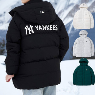 MLB男女同款 NY小标运动户外保暖连帽夹克外套3ADJB2036 羽绒服冬季
