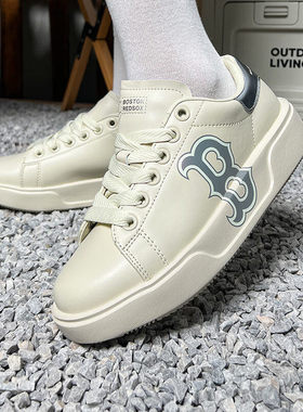 MLB板鞋新款男女鞋NY复古休闲小白鞋情侣厚底增高运动鞋3ASXCCB3N