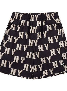 MLB短裤女子春夏NY复古老花满标休闲跑步运动透气五分裤3ASMM0133