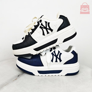 MLB男女鞋25新款NY印刻老花厚底增高运动学长鞋休闲板鞋3ASXM075N
