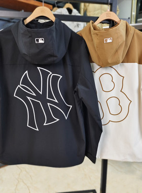 MLB男女外套秋季NY镂空大标情侣拼接撞色运动连帽夹克3AWJB0344