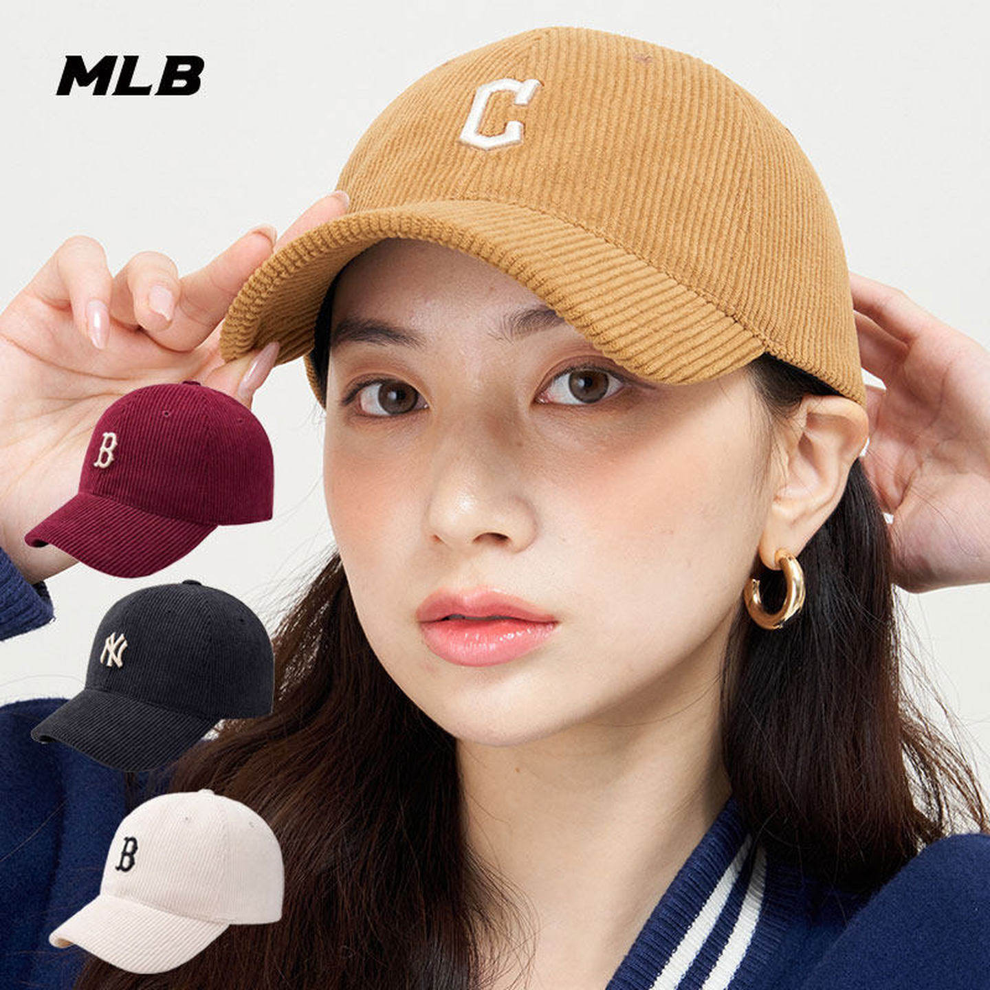MLB灯芯绒2024新款运动帽