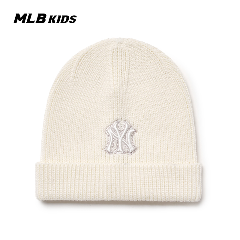 MLB儿童毛线帽25冬季新款NY刺绣纯色针织帽保暖运动冷帽7ABNB2056