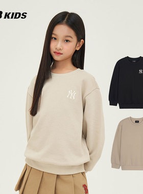 MLB童装NY刺绣小标男女儿童宽松运动圆领加绒保暖卫衣7AMTB0446