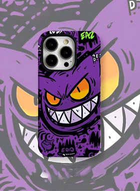 紫色耿鬼手机壳小米15ultra可爱卡通note14Pro宝可梦13周边12精灵11涂鸦红米k80k70k60适用k50菲林Redmi笑脸9