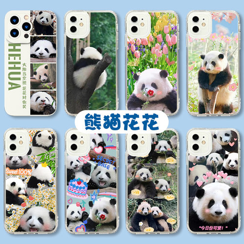 大熊猫和花插画花花国风