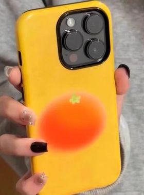 油画橘子手机壳华为mate60Pro小众高级感nova13简约pura70艺术12黄色11橙色p50荣耀300适用40晕染时尚200桔子
