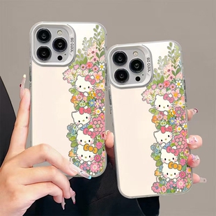 vivo花朵HelloKitty手机壳OPPO可爱hello春天iQOO13碎花Kitty粉色kt猫Reno12Pro女s20小众x200适用neo10一加9