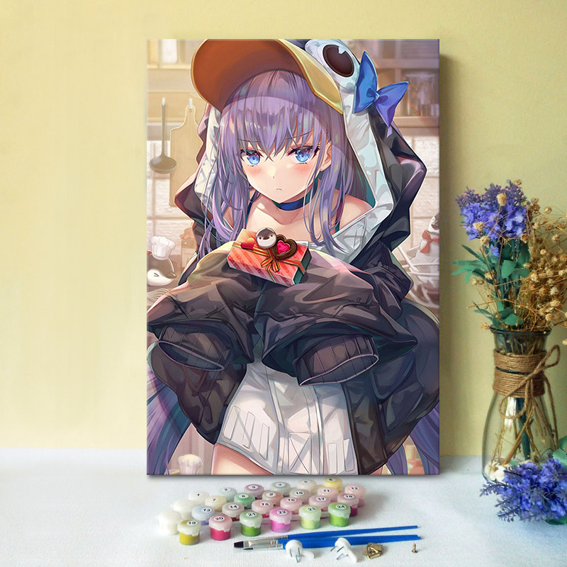 动漫手绘diy数字油画命运冠位指定 创意手绘涂鸦画现代高端装饰画