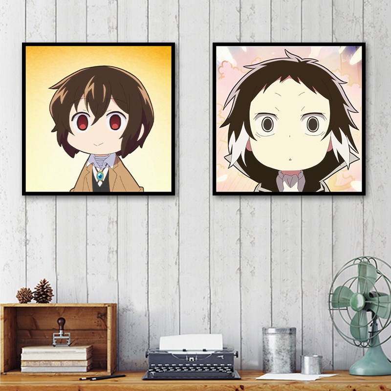 动漫文豪野犬手绘卡通美少男ins插画手绘简diy数字油画客厅装饰画