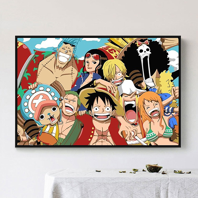 动漫海贼王 diy数字油画定制路飞索隆艾斯填充手绘帆布装饰画礼物