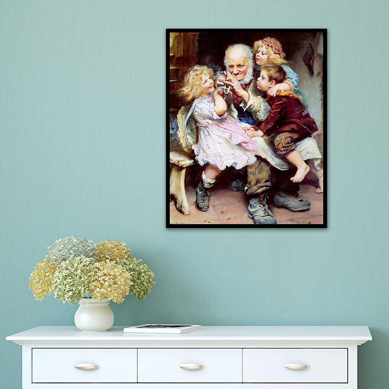 人与动物diy数字油画填色可爱狗狗手绘涂鸦画卧室玄关装饰画治愈