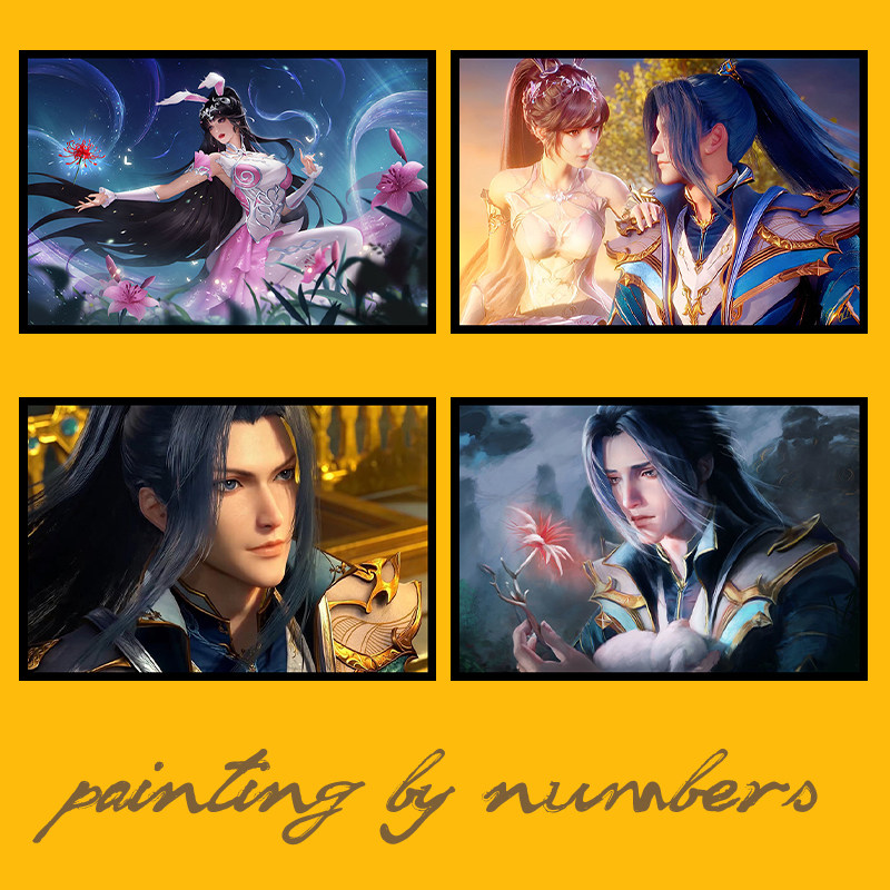 古风插画数字油彩画diy游戏人物唐三 手工休闲涂鸦填充房间装饰画