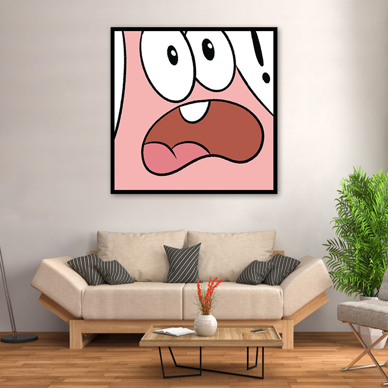 派大星小蜗牛表情包卡通ins插画手绘简约diy数字油彩画卧室装饰画