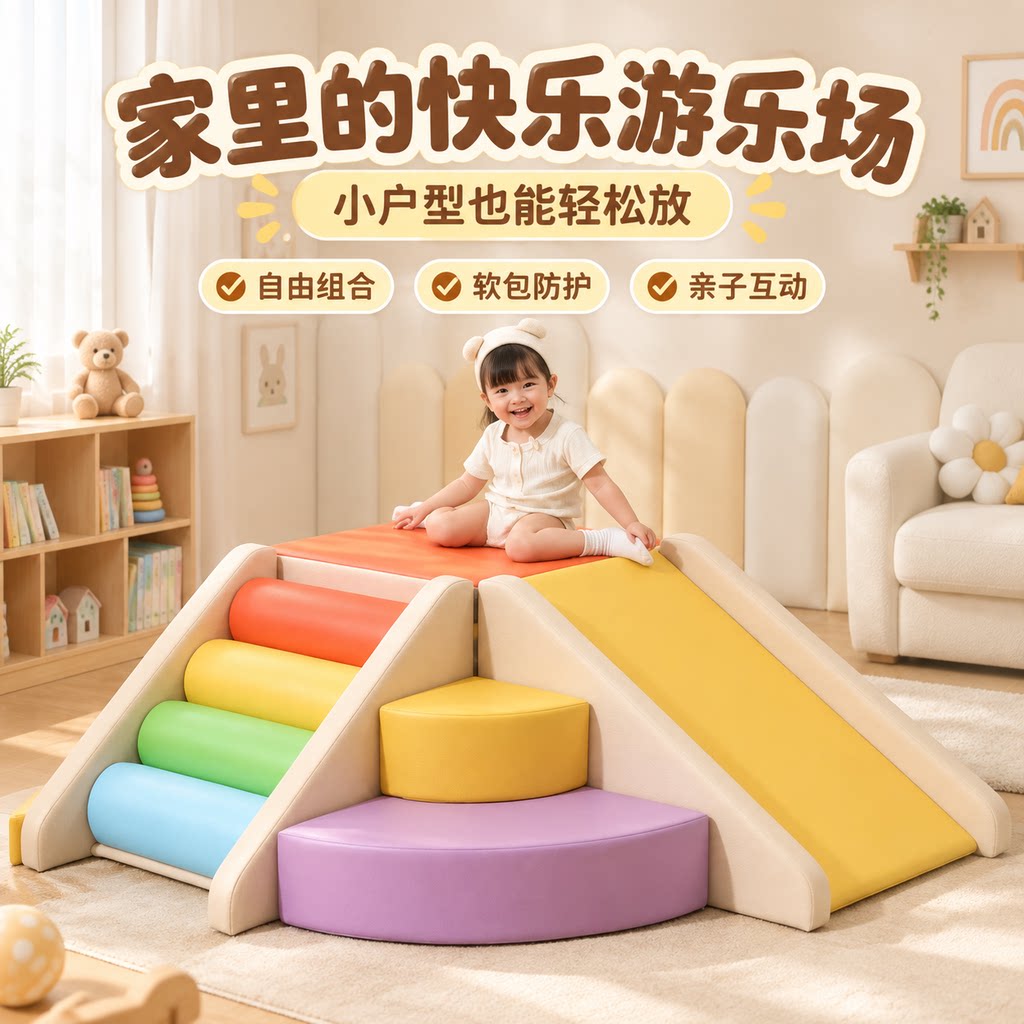 柏莱特儿童软体滑梯组合早教
