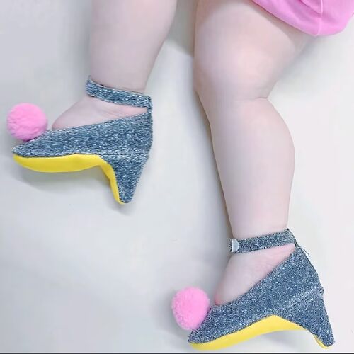 婴儿宝宝布高跟鞋袜子软底嘎登鞋